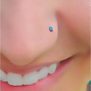 Purple Fire Opal 925 Sterling Silver Nose Ring L Shaped Stud Left or Right Screw